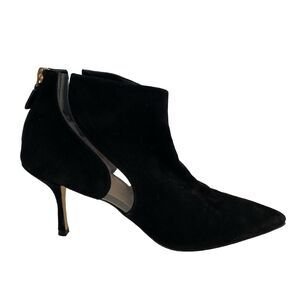 Stuart Weitzman Dasha Suede Swirl Vinyl Bootie Ankle Boot Black Pointed …